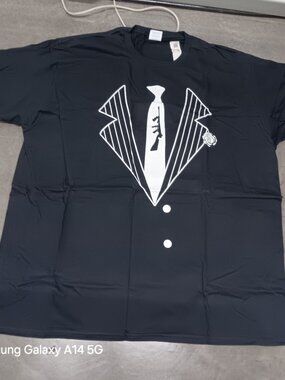 PORT & COMPANY Tuxedo Costume T Shirt Mens 2XL Black Halloween Formal NEW